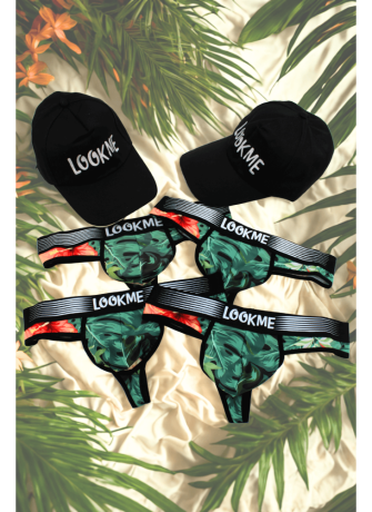 Pack 4 Strings Homme LM2402-57ARO LOOKME + 2 Casquettes Offertes